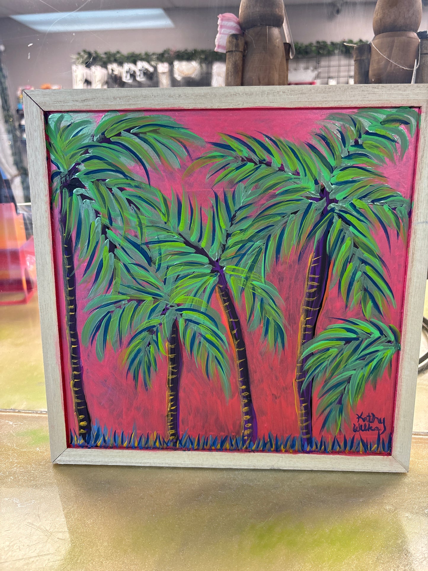 Vibrant palm trees – hardboard 12x12