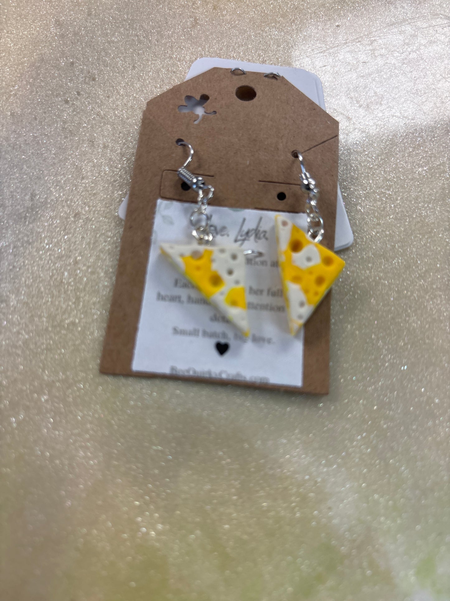 Polymer clay cheese earrings
