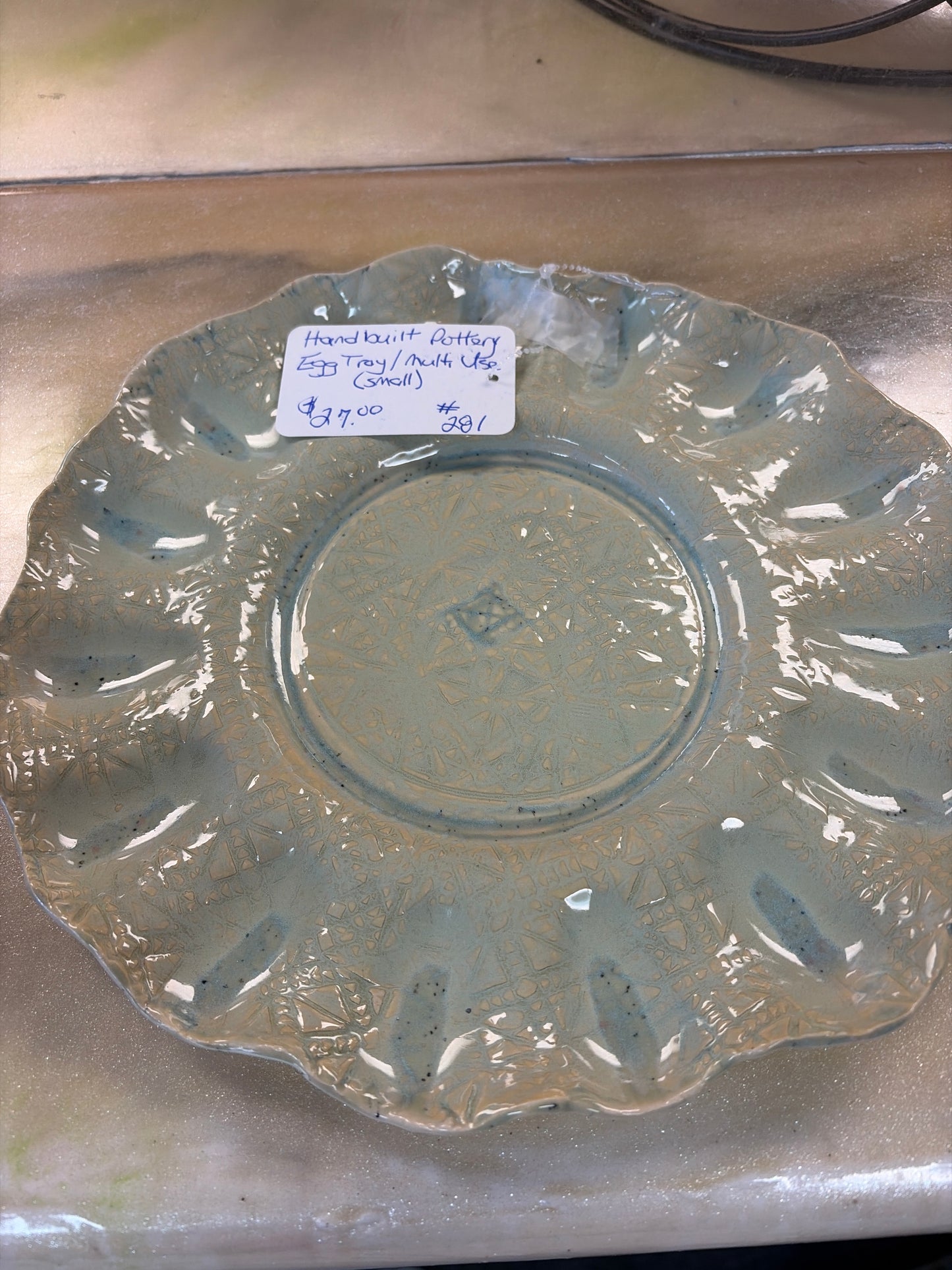Handmade pottery egg tray