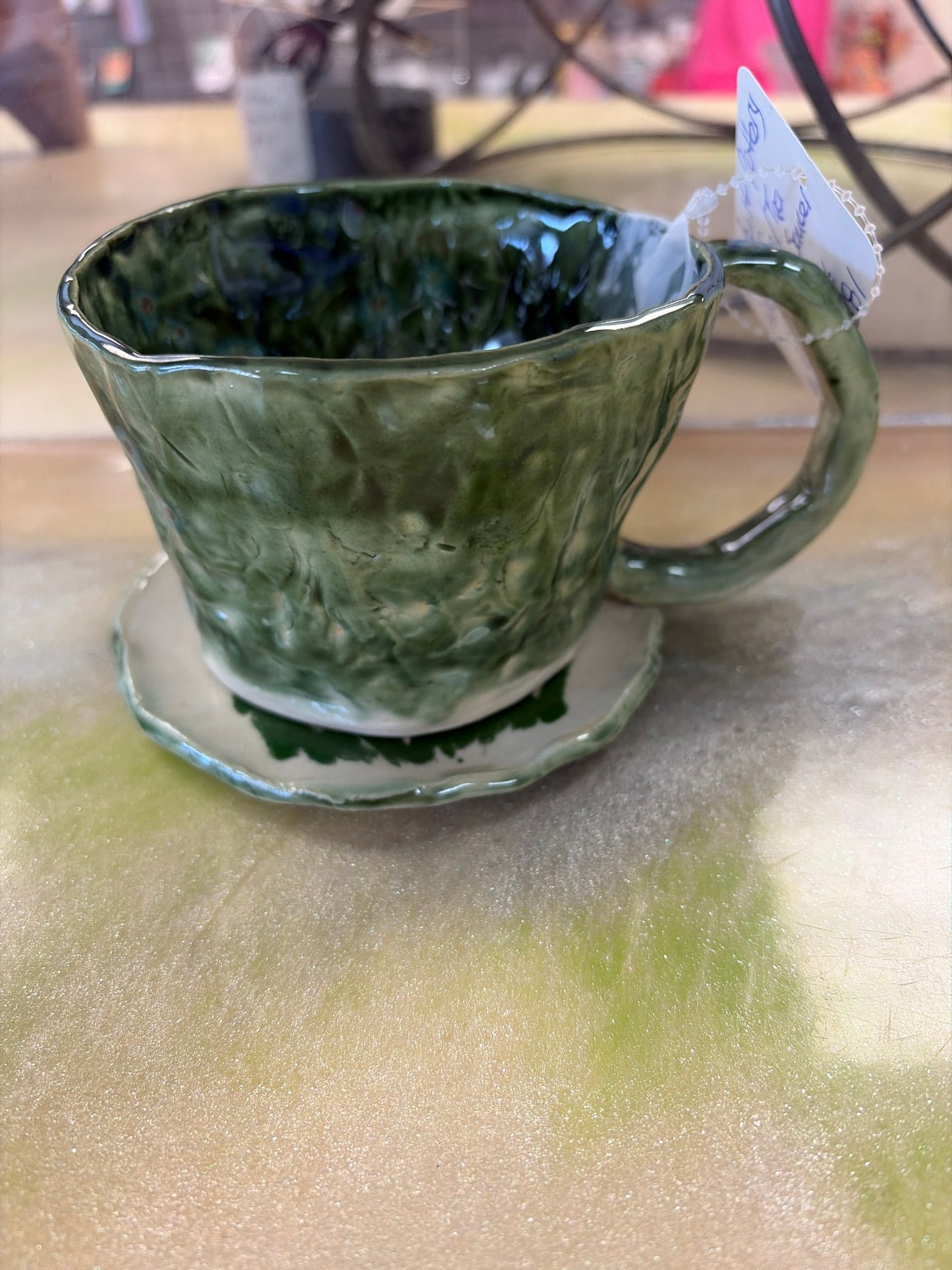 Handmade pottery coffee/tea cup with saucer