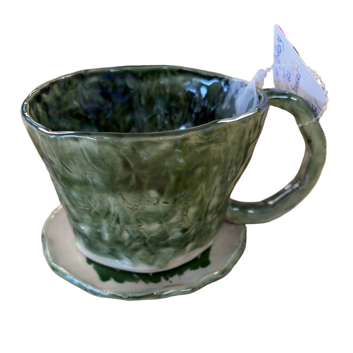 Handmade pottery coffee/tea cup with saucer