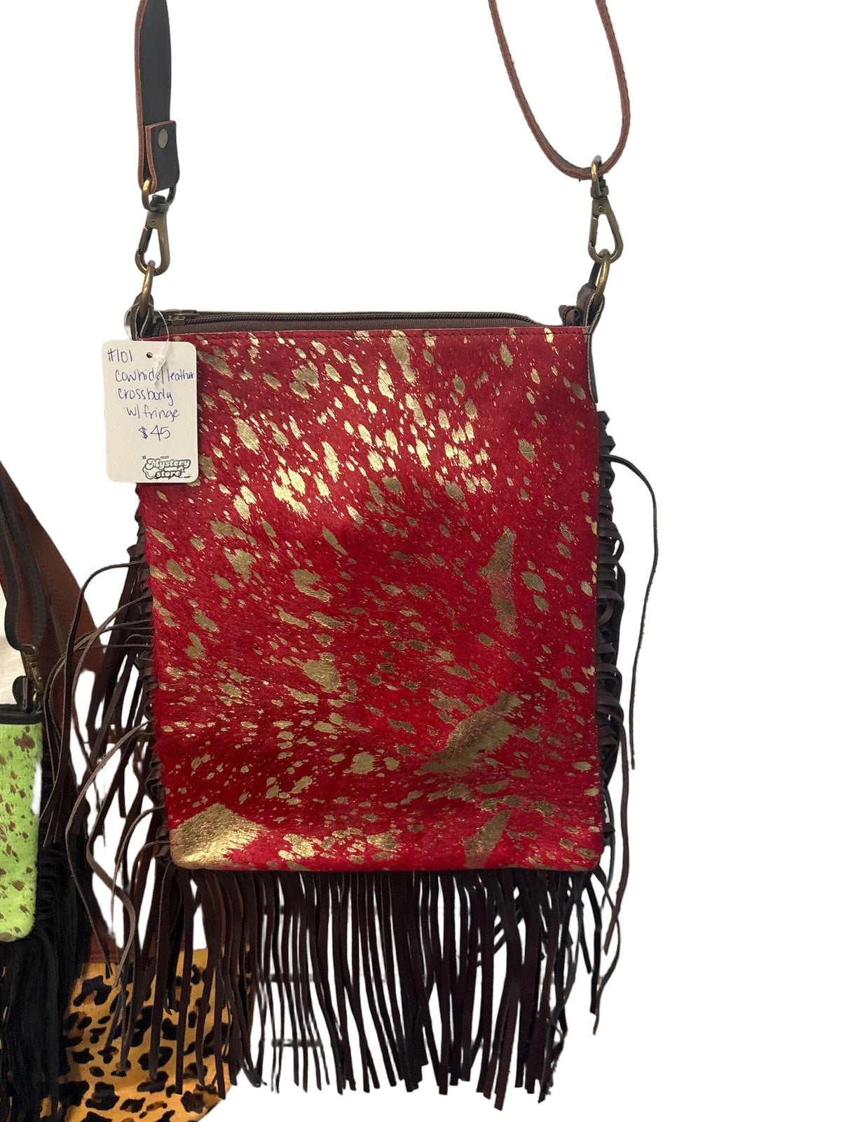 Cowhide/leather crossbody with fringe