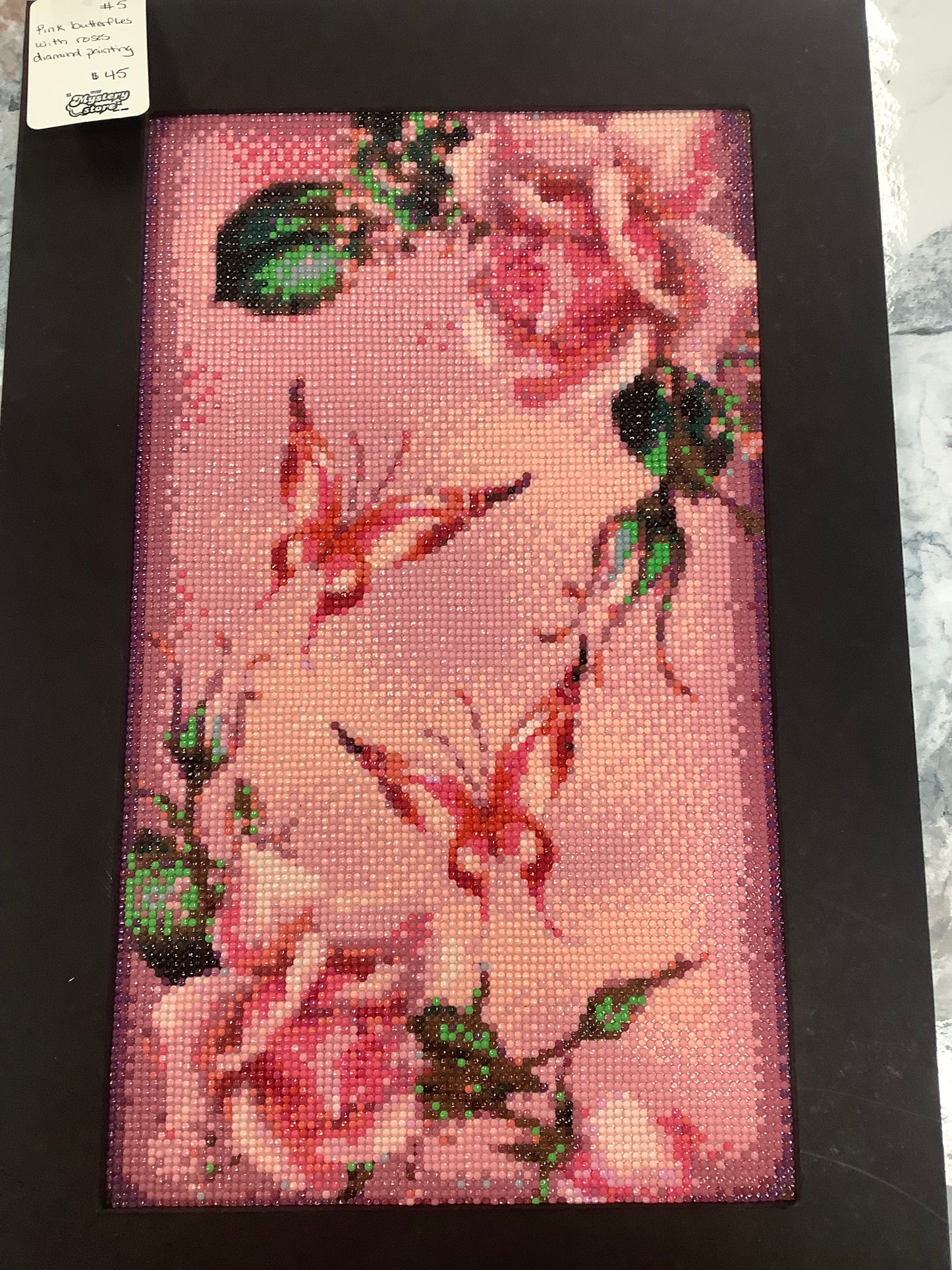 Pink butterfly with rose diamond painting