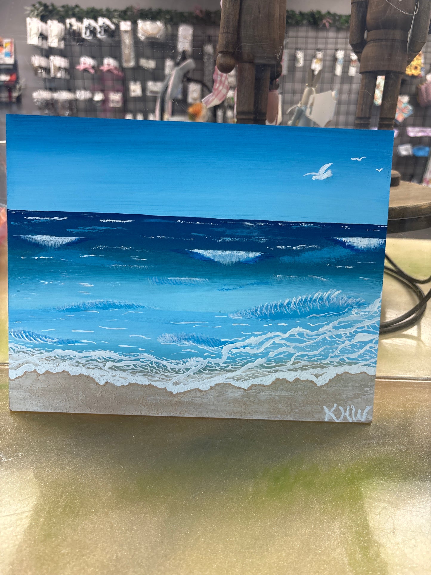 Seagulls & sand hardboard 9x11.5