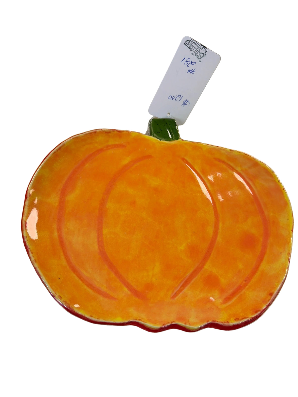 Handmade pottery pumpkin plate