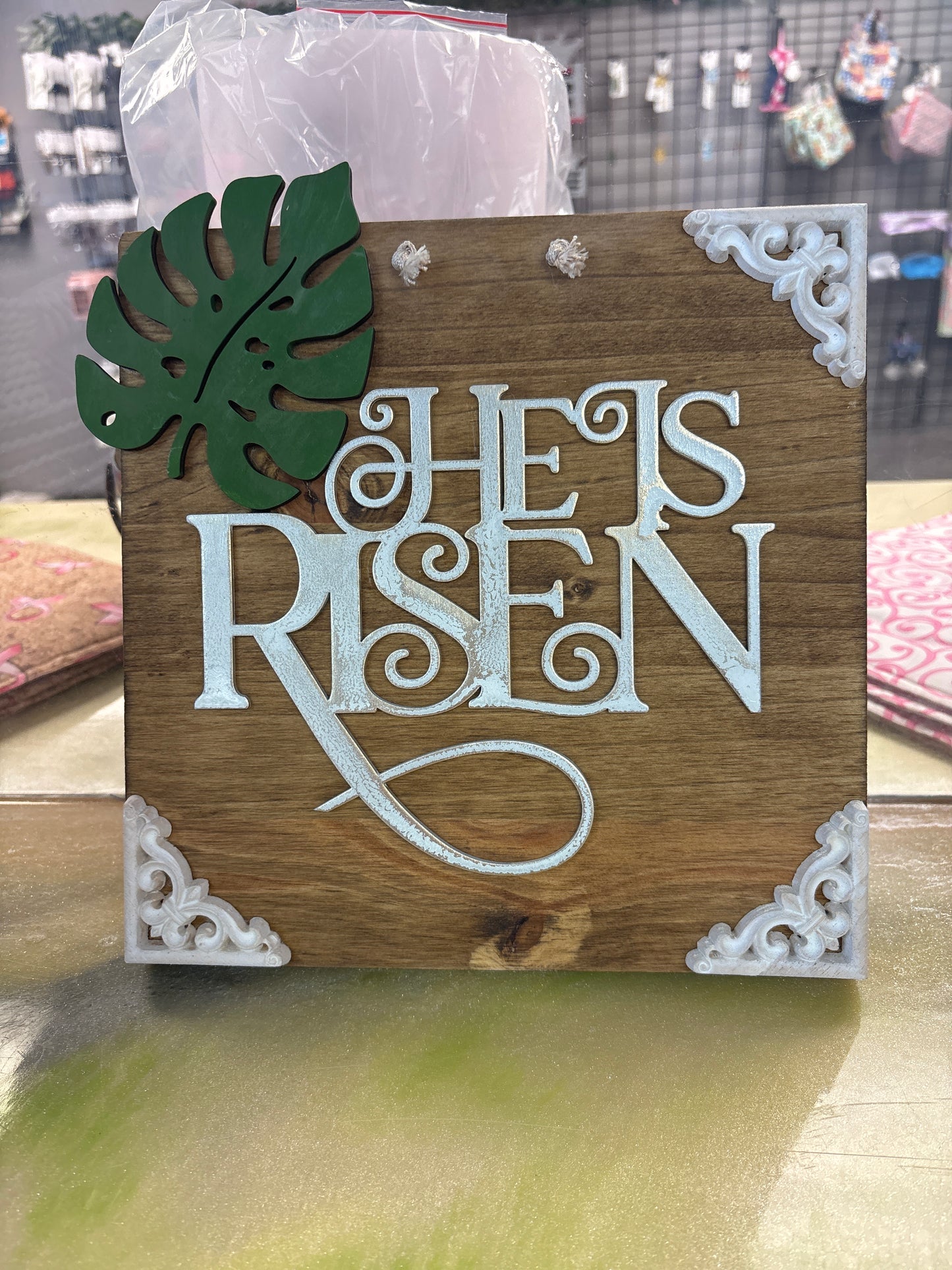 He is risen White door hanger