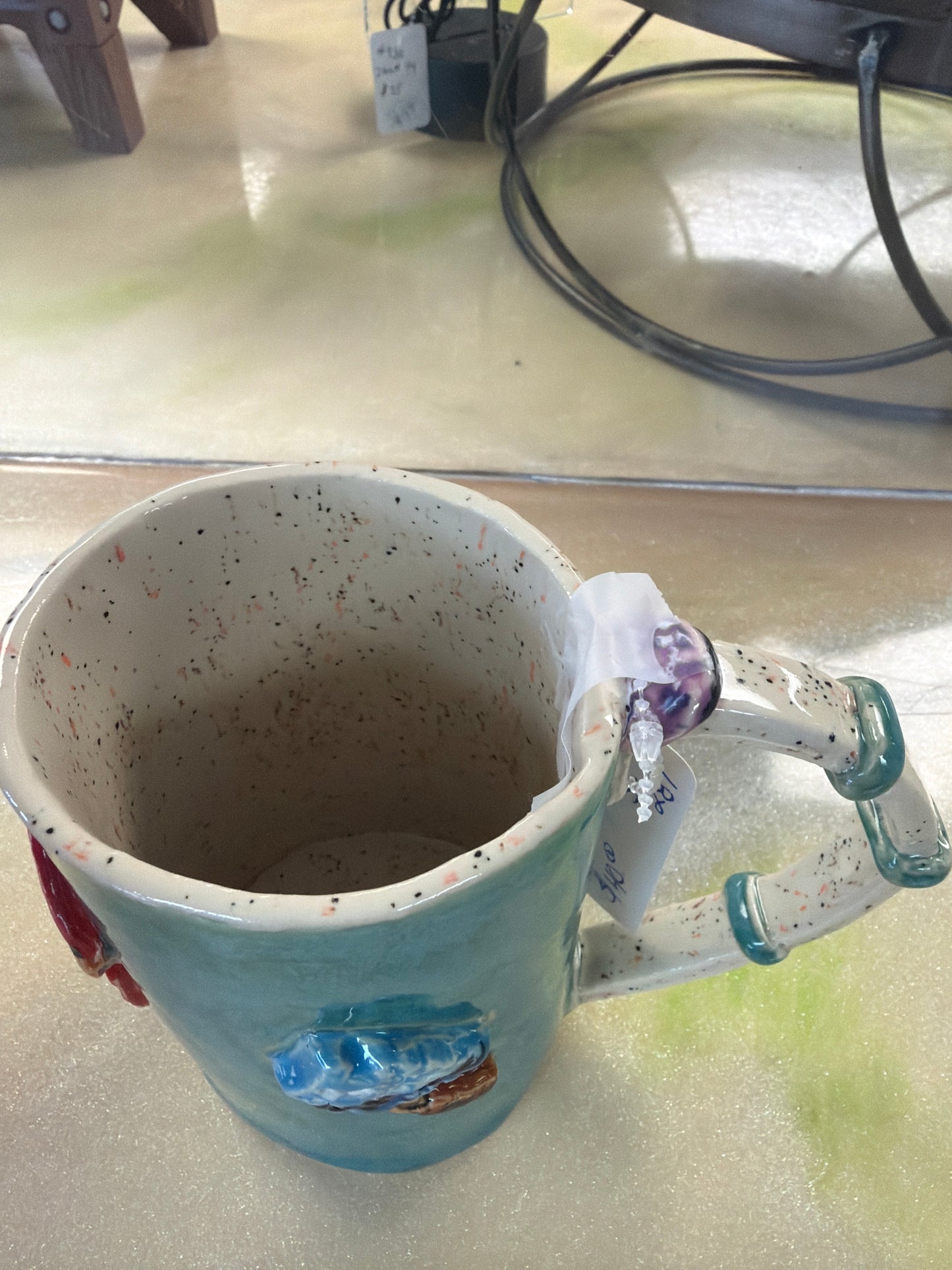 Handmade pottery mushroom coffee mug