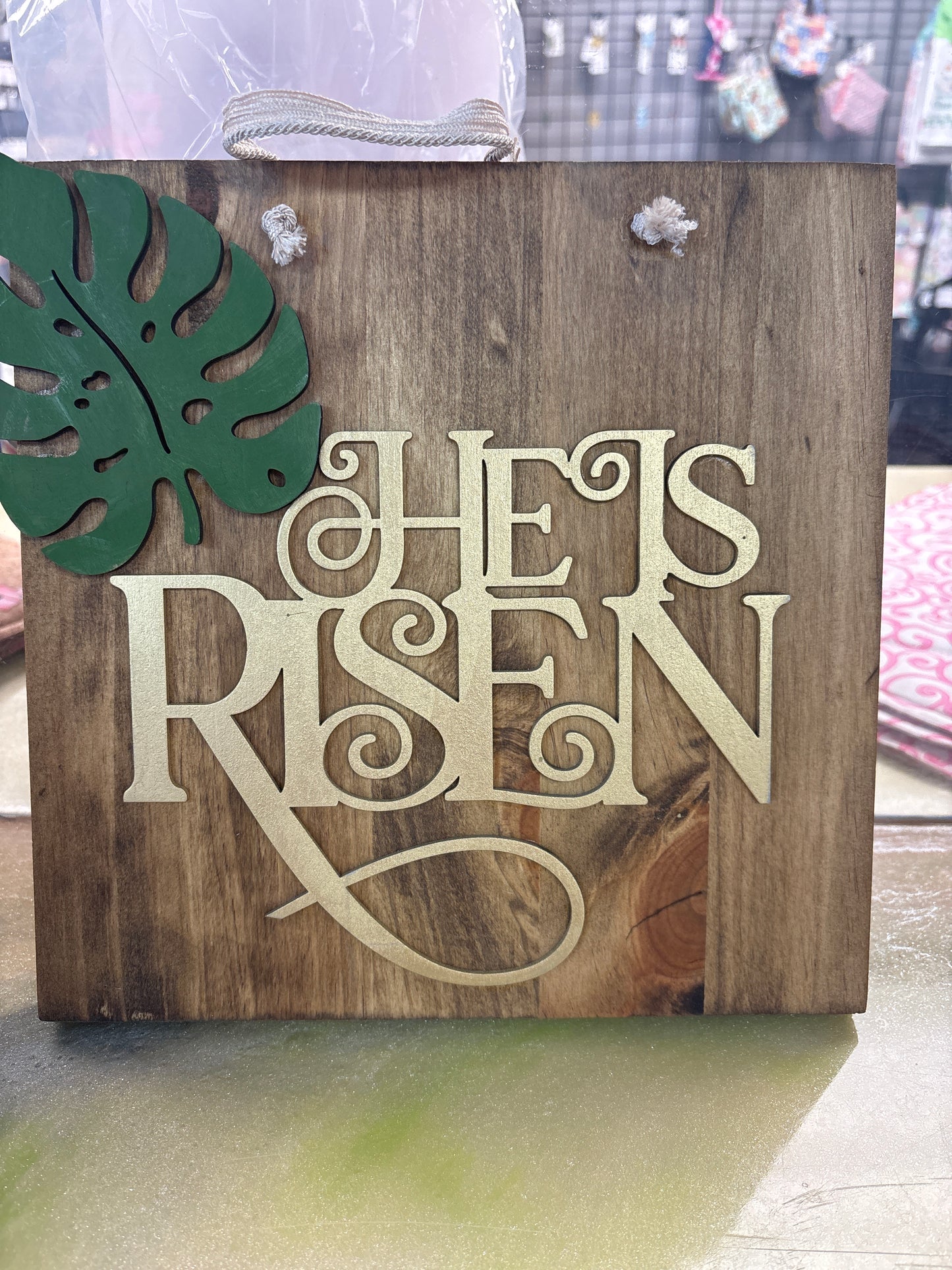 He is risen gold door hanger