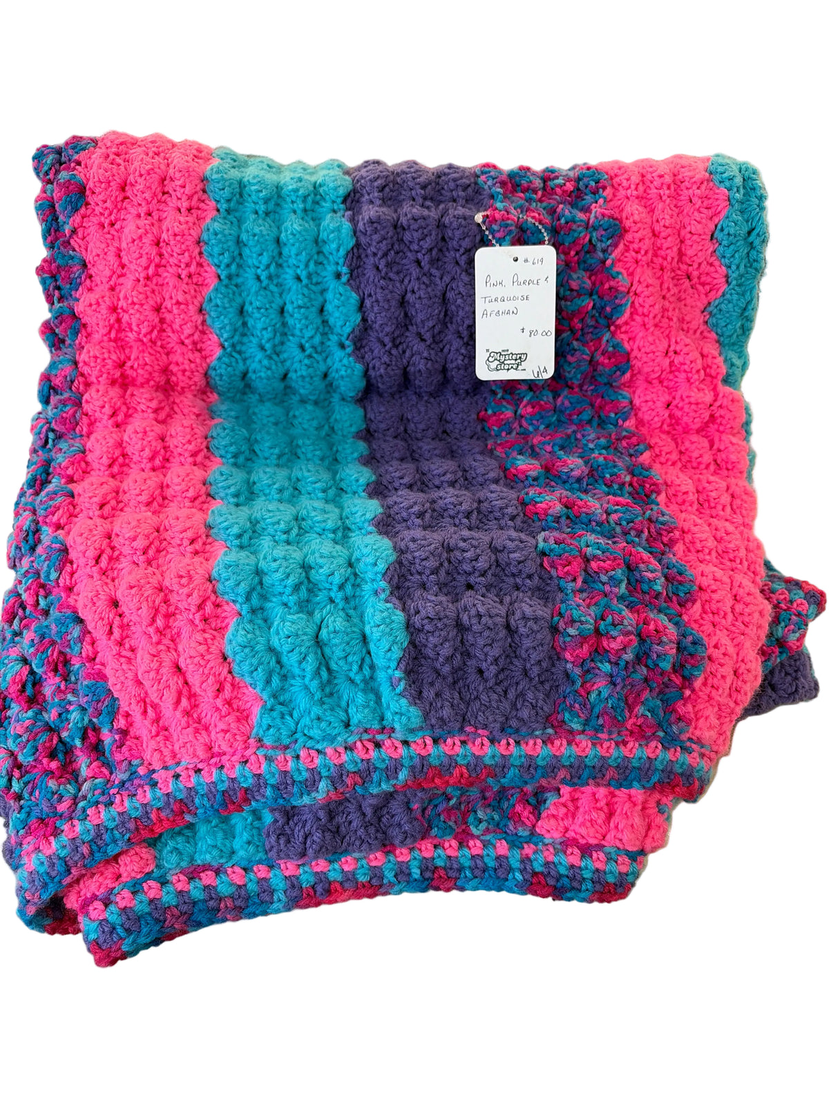 Pink purple and turquoise Afghan 