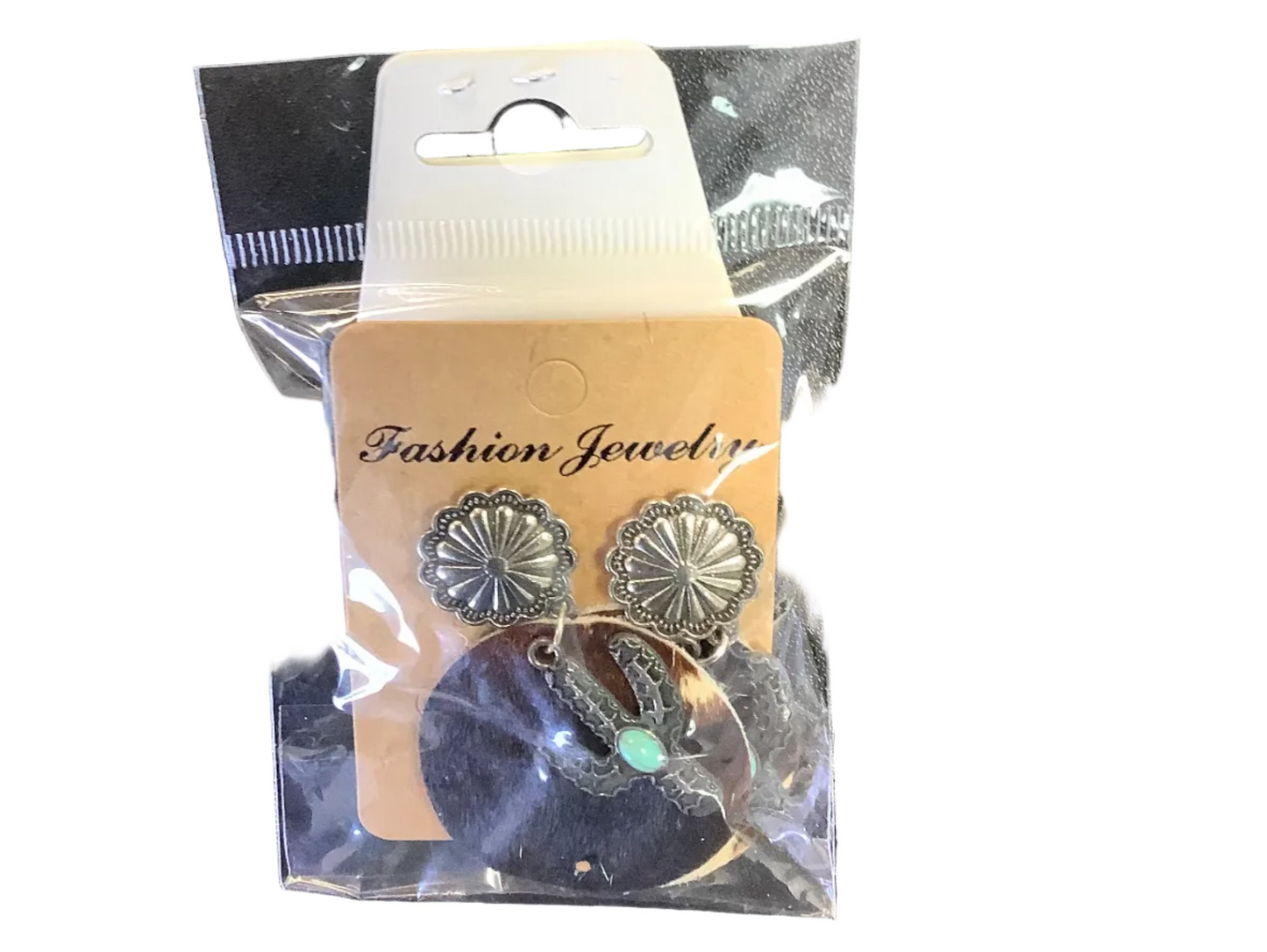 Cowhide Cactus Earrings