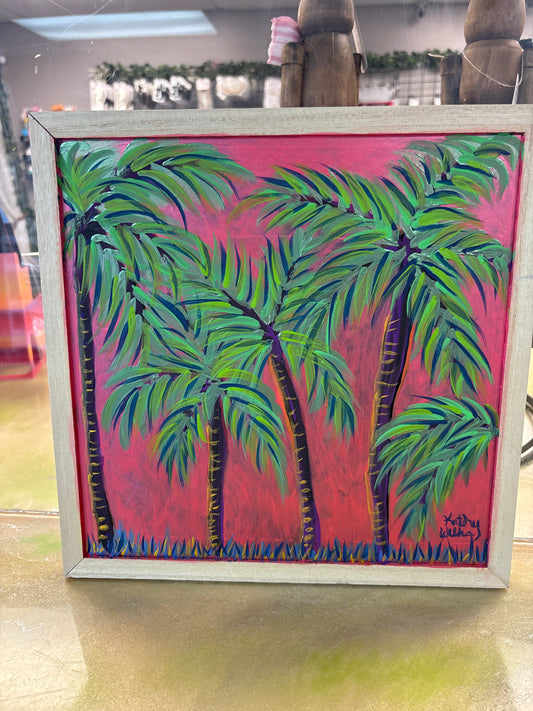 Vibrant palm trees – hardboard 12x12