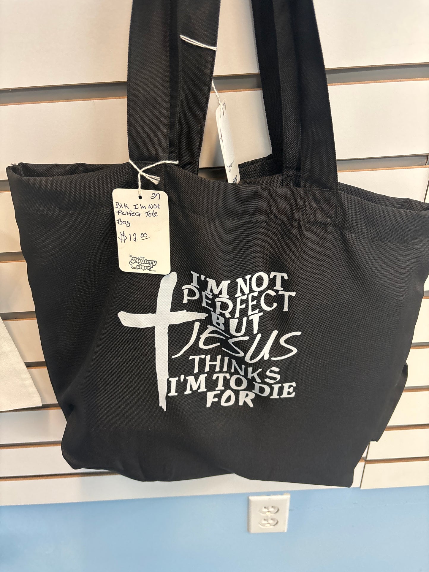Black Tote bag with wording