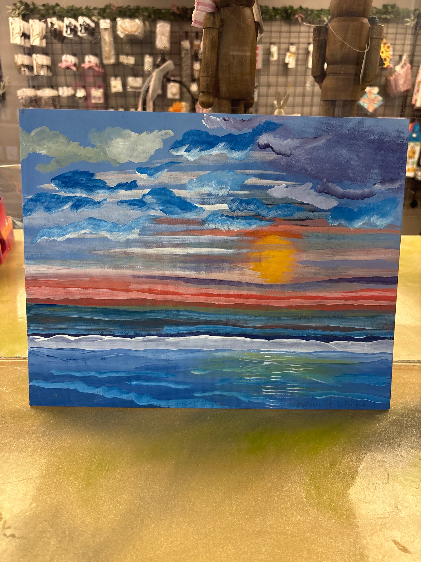 Stormy sunset canvas board 11x14