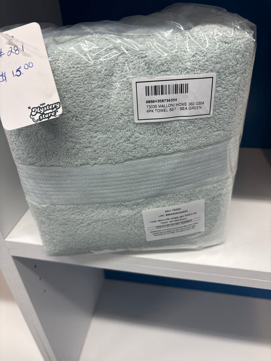 Sea green towel set six pack