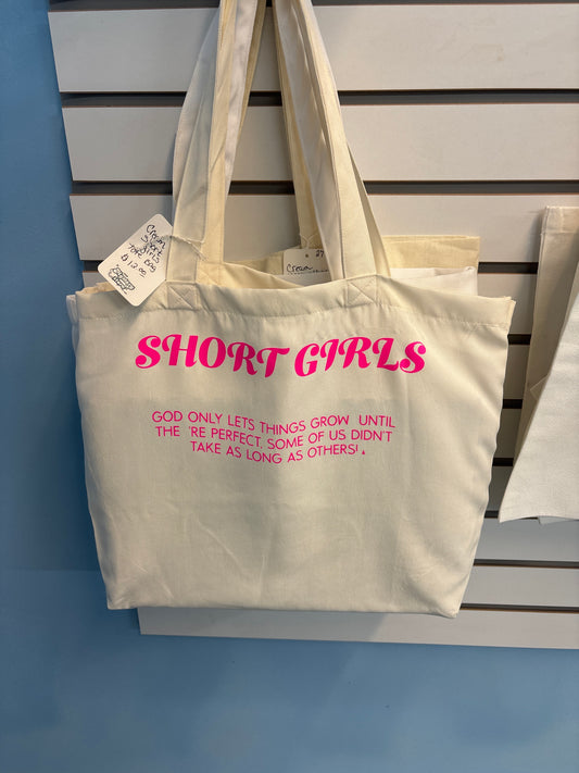 Cream, short girls tote bag
