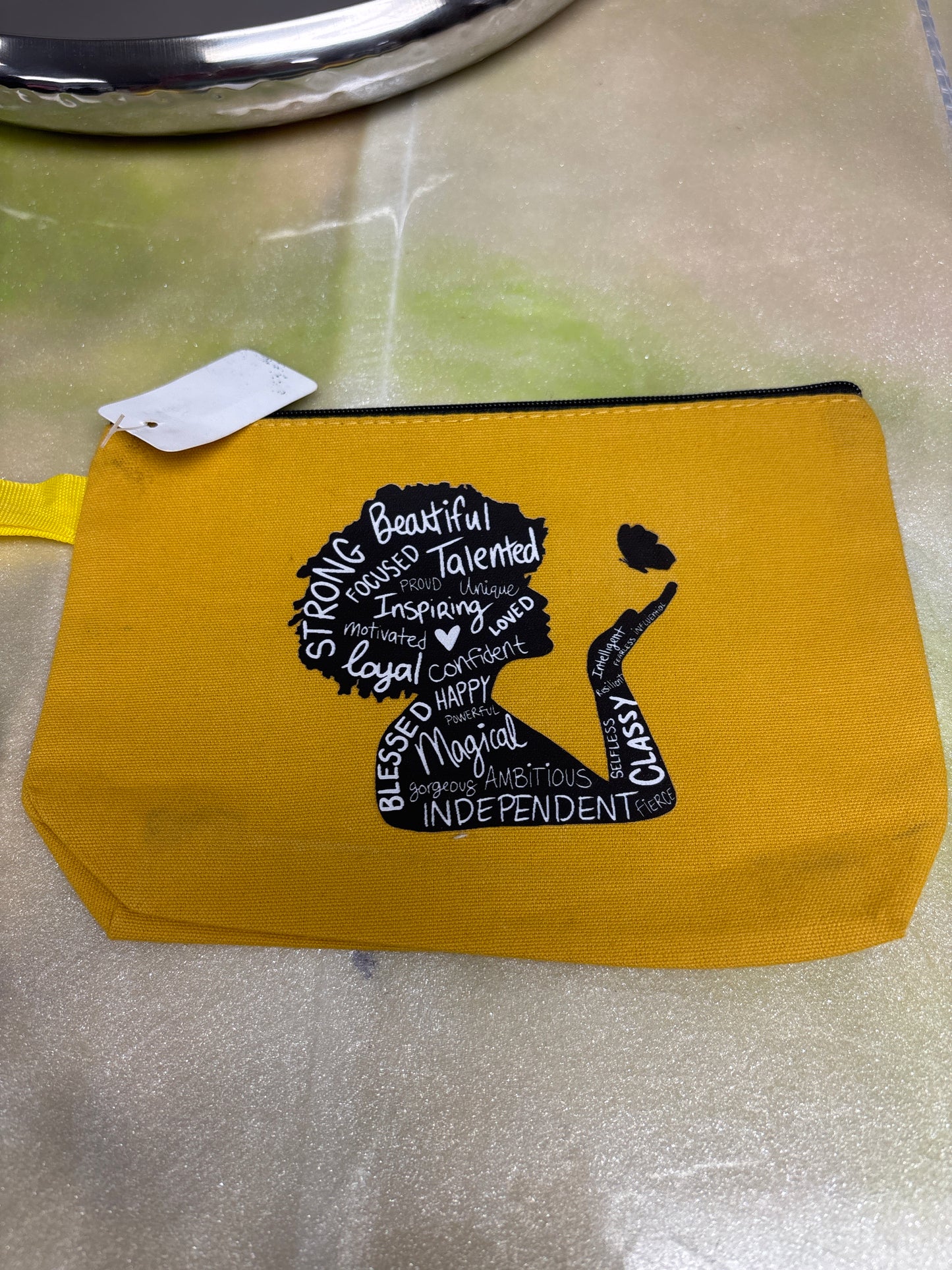 Yellow makeup bag