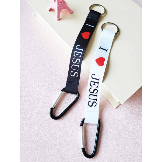 I LOVE JESUS Wristlet Strap Lanyard Keychain: ASSORTED COLOR / ONE SIZE