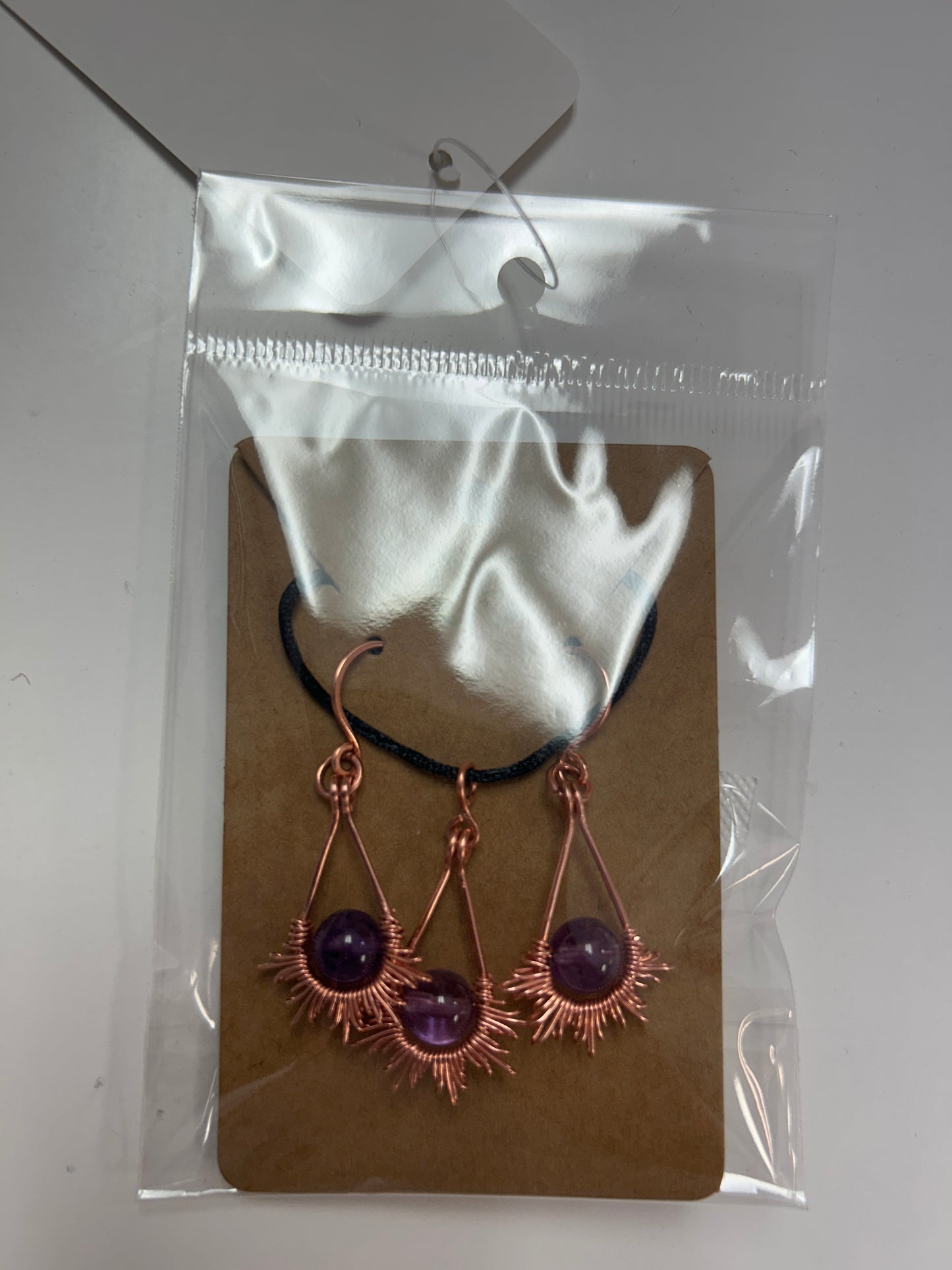 Copper Wire Wrapped Necklace and Earrings set