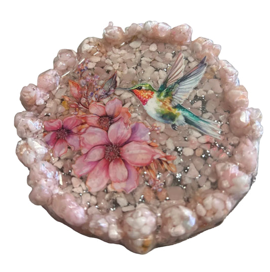 Genuine rose quartz coaster/tray