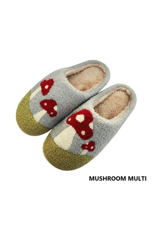 Plush Cozy Slippers: MUSHROOM MULTI-162473 / S/M