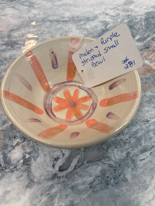 Melon & purple striped small bowl