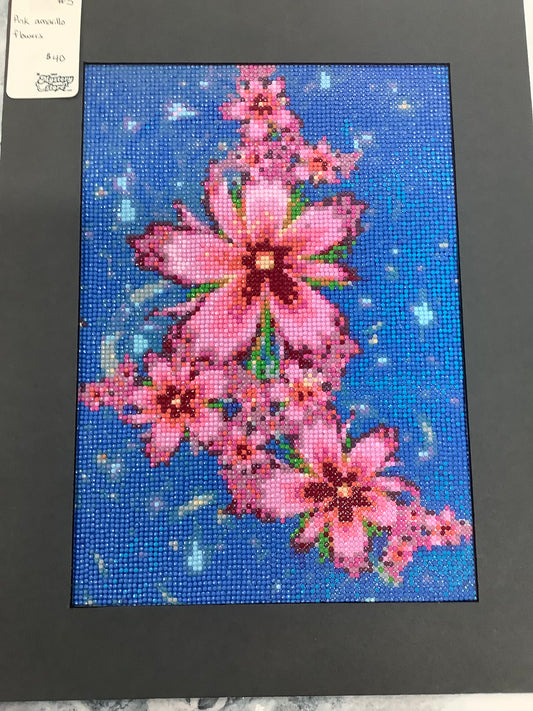 Pink Amarillo flowers diamond art