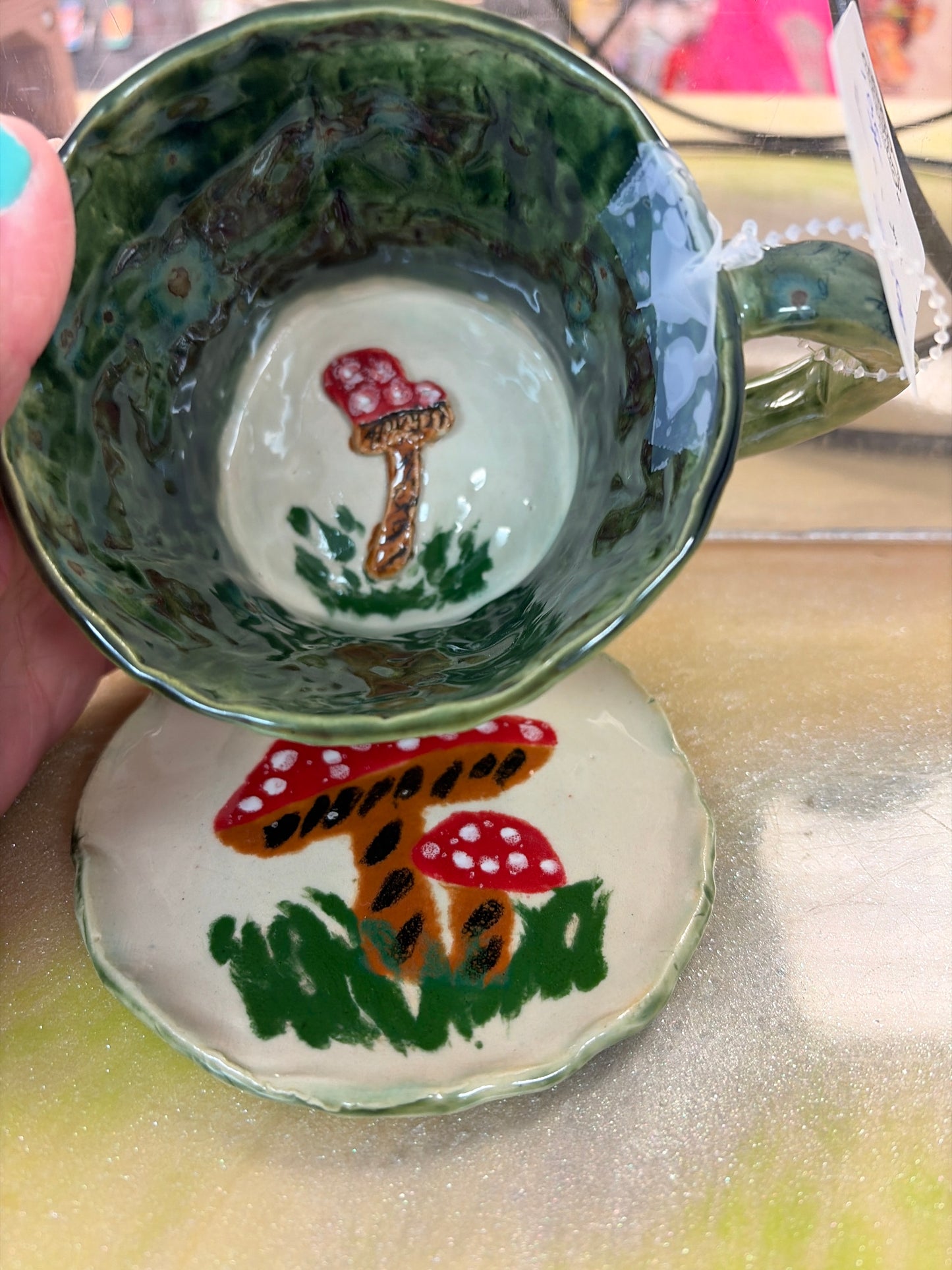 Handmade pottery coffee/tea cup with saucer