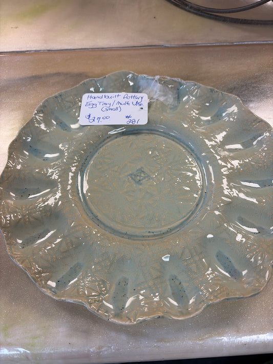 Handmade pottery egg tray