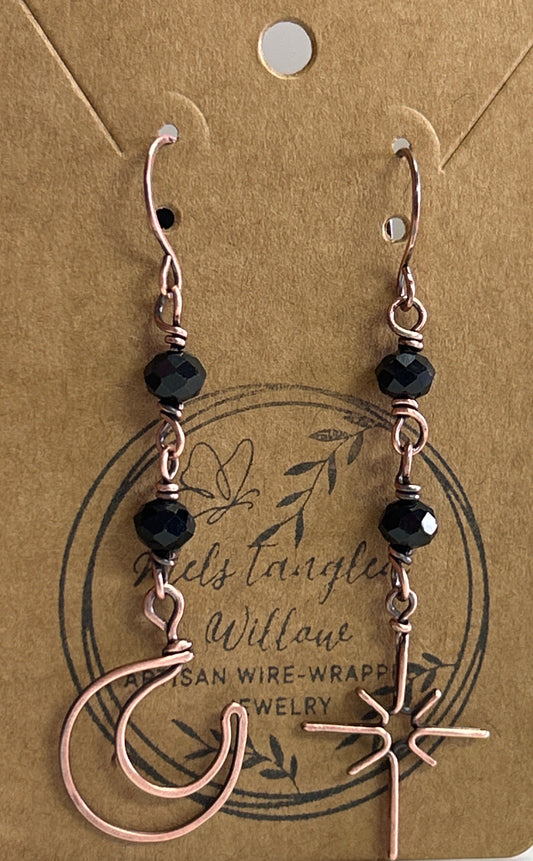 Mel’s Tangled Willow Copper wire wrapped earrings