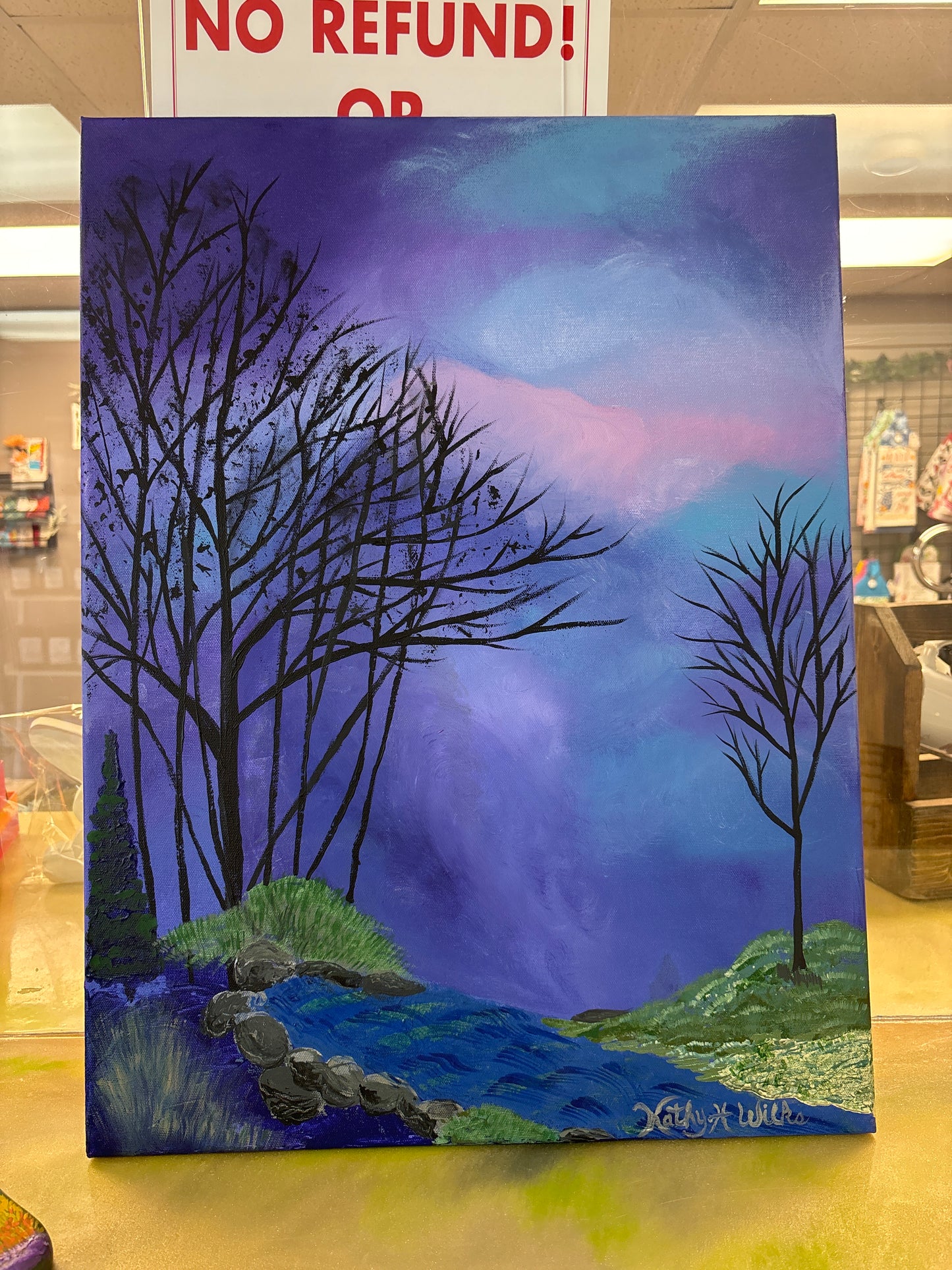 Nighttime treescape 18x24 canvas ￼