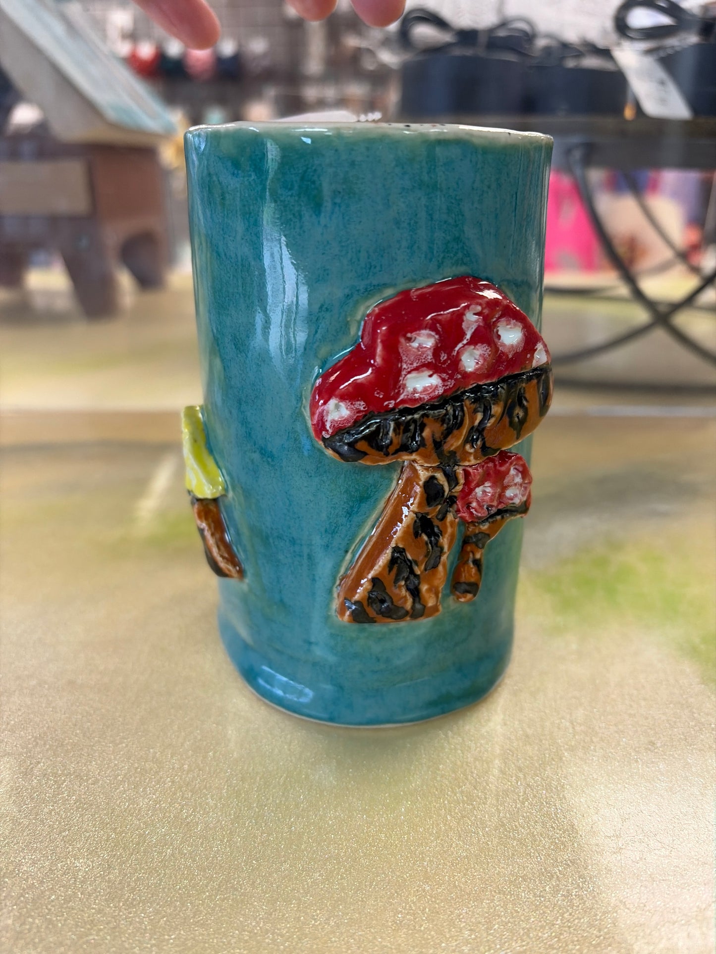 Handmade pottery mushroom coffee mug