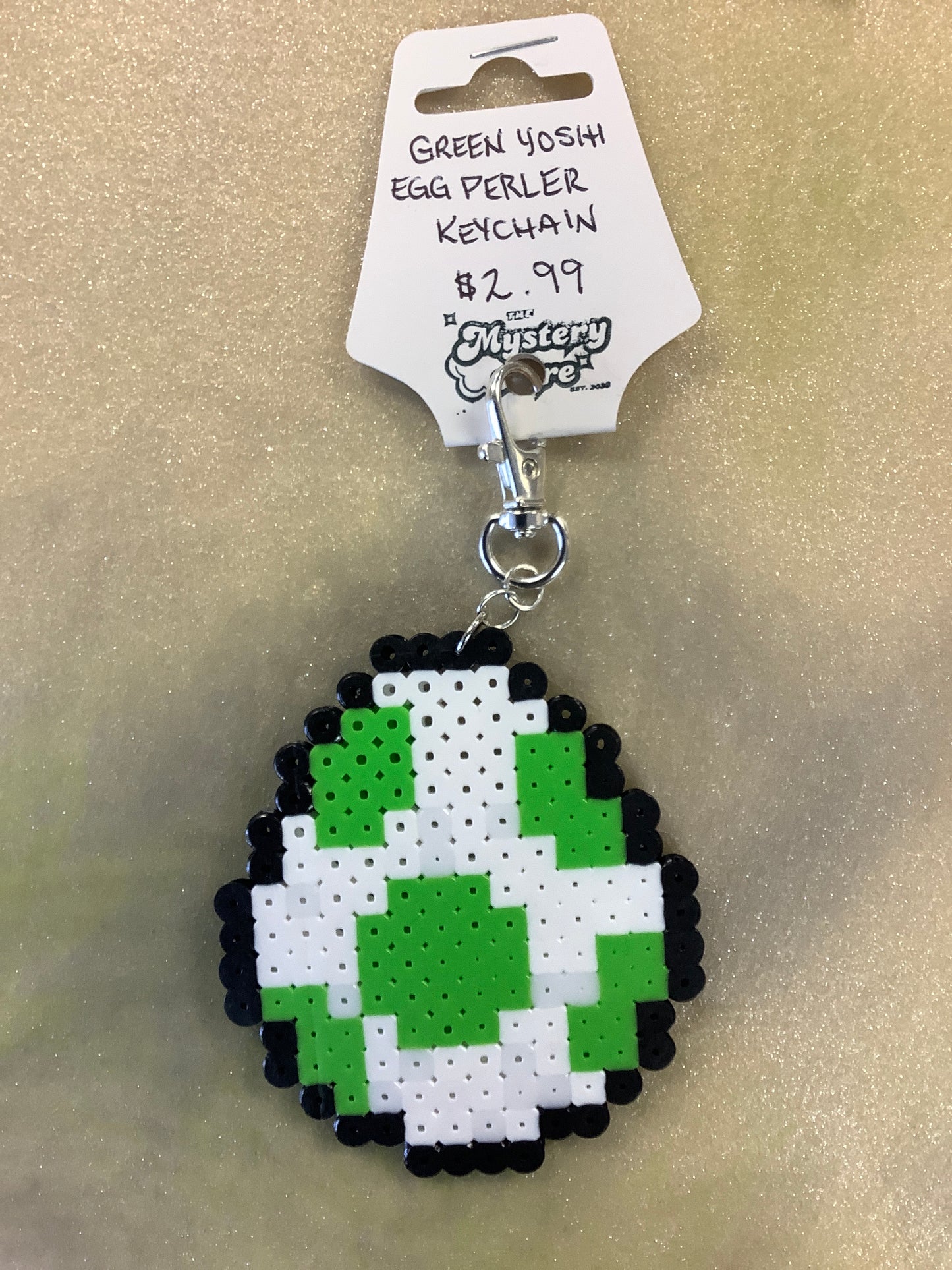 Green Yoshi egg perler Keychain