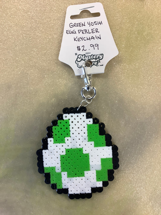 Green Yoshi egg perler Keychain