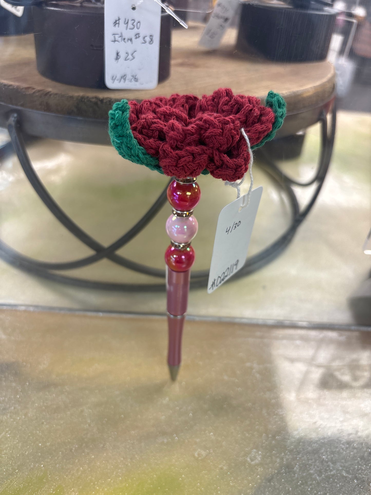 Beaded Flower pen with refill