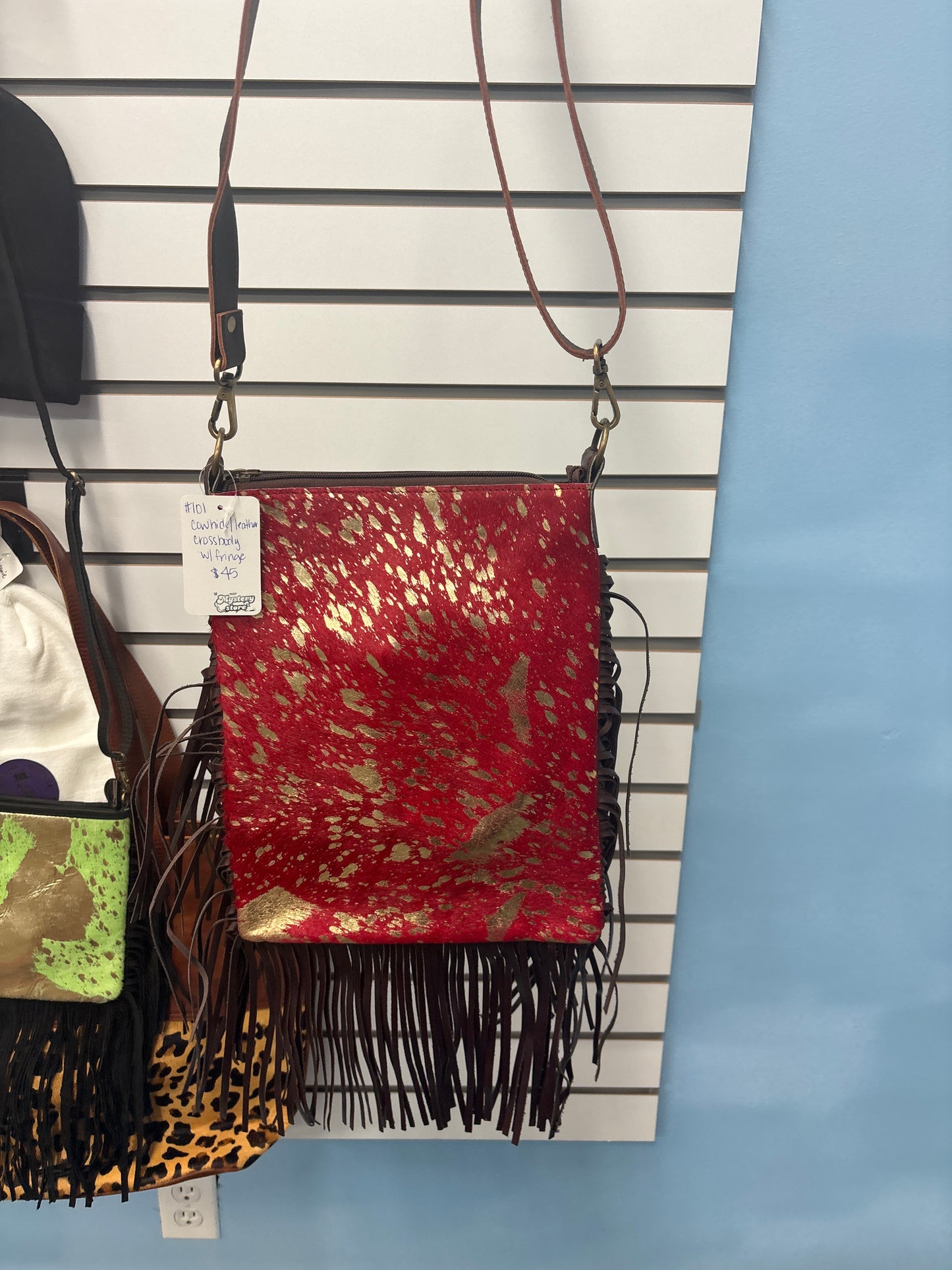 Cowhide/leather crossbody with fringe
