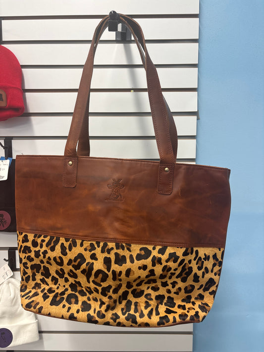 Cowhide/leather tote 18x13x5