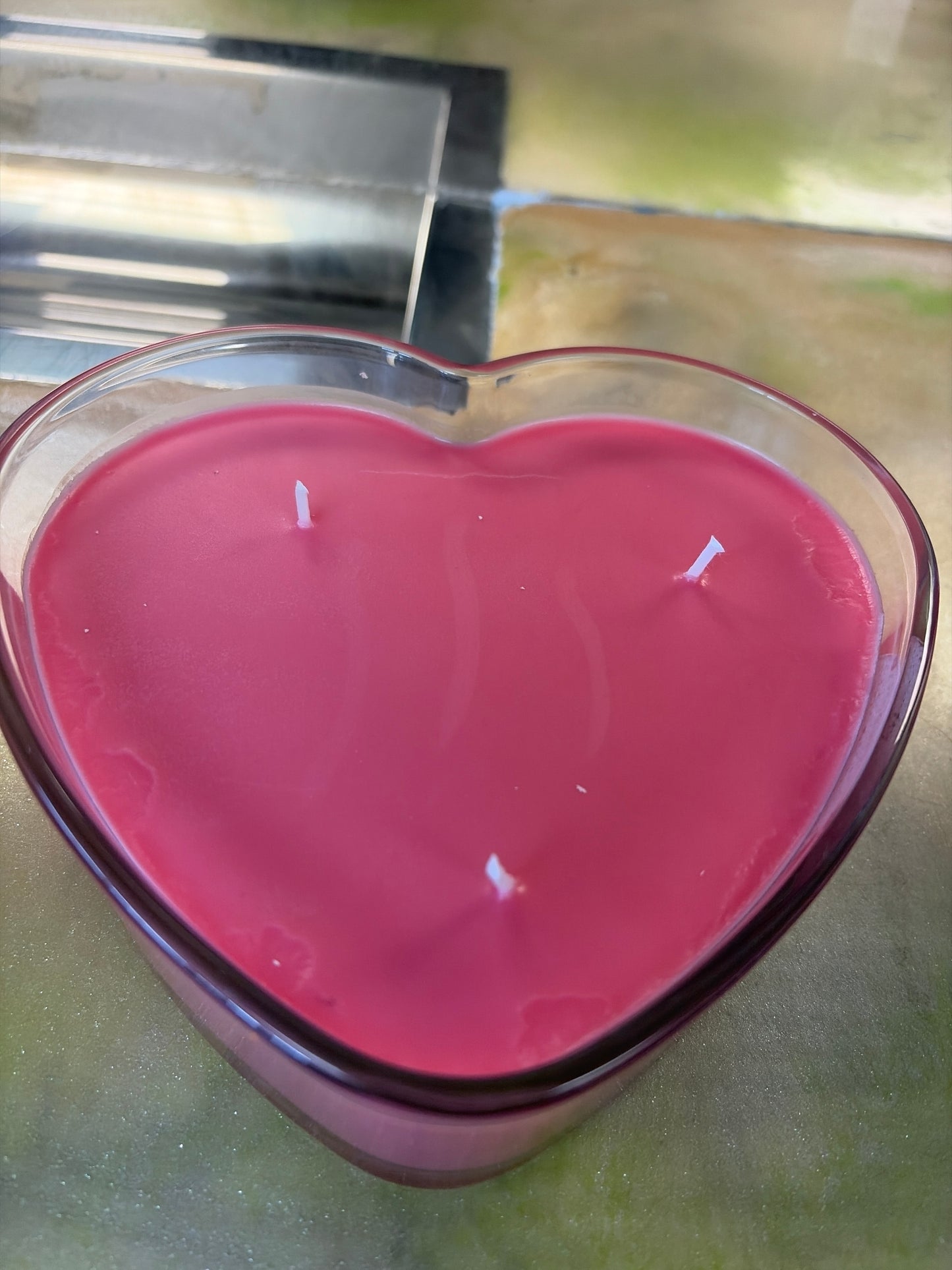 Three wick heart candle- Red Lava & Cactus