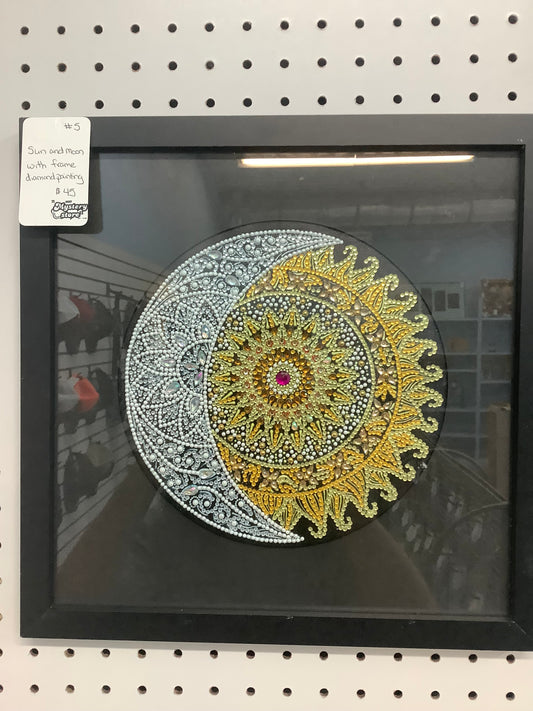 Sun and moon, diamond painting with frame