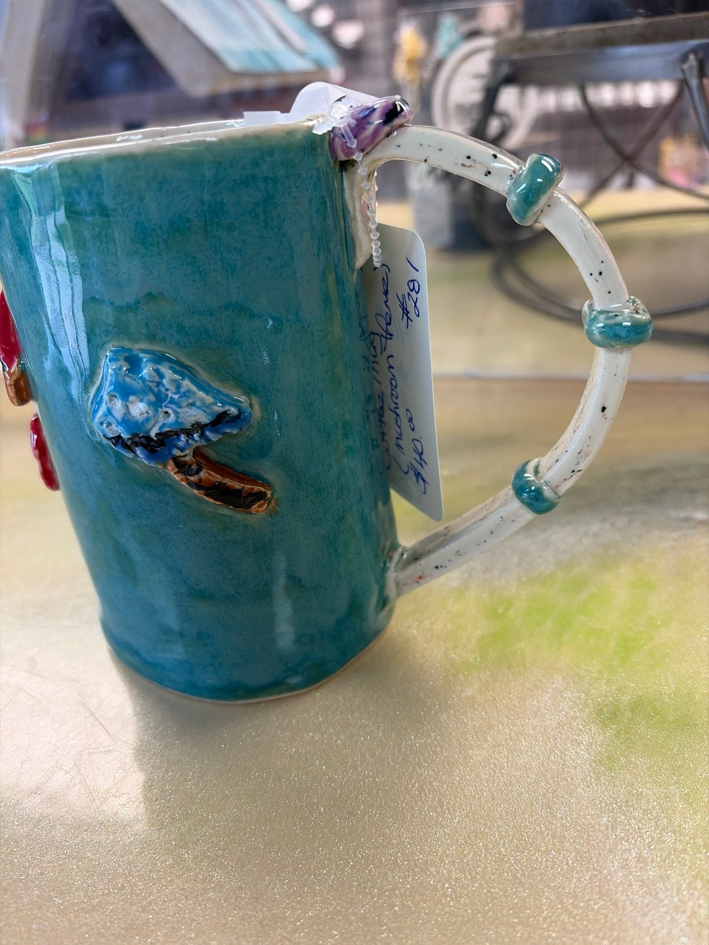 Handmade pottery mushroom coffee mug