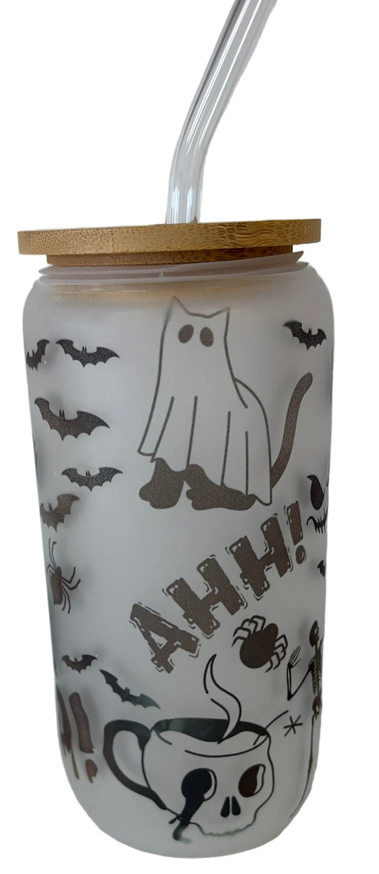 Spooky Ghost glass tumbler