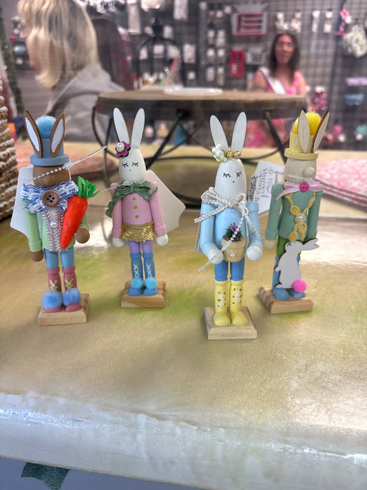 Small painted Spring bunny nutcracker