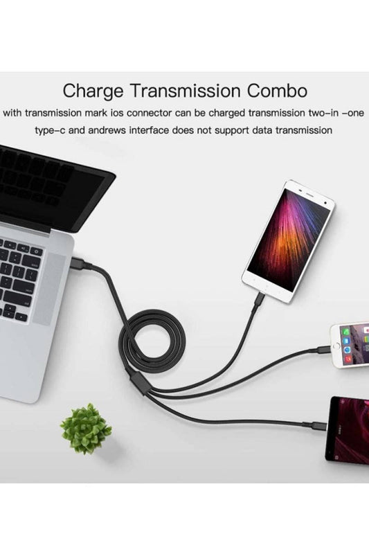 3 In 1 Universal Usb 2.0 Fast Charging Cable SI-26035: BLACK-166392 / OS
