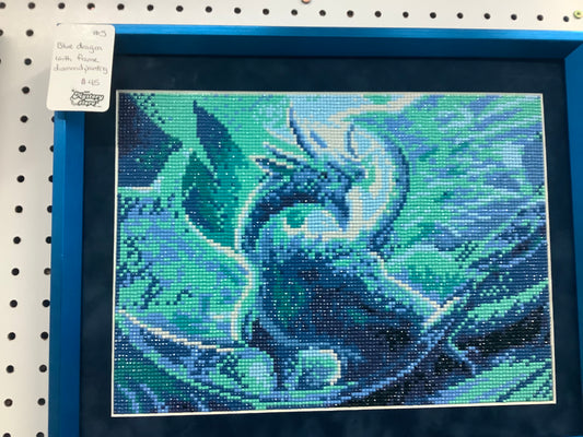 Blue dragon, diamond painting with frame