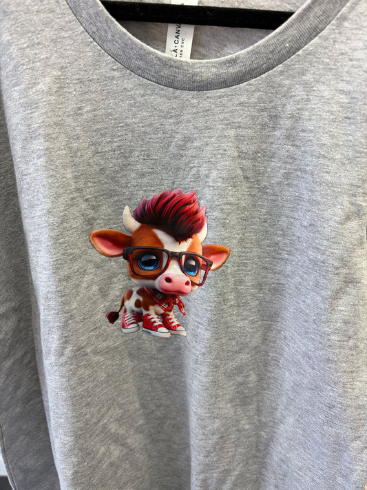 Kids cow T-shirt sz L 14/16