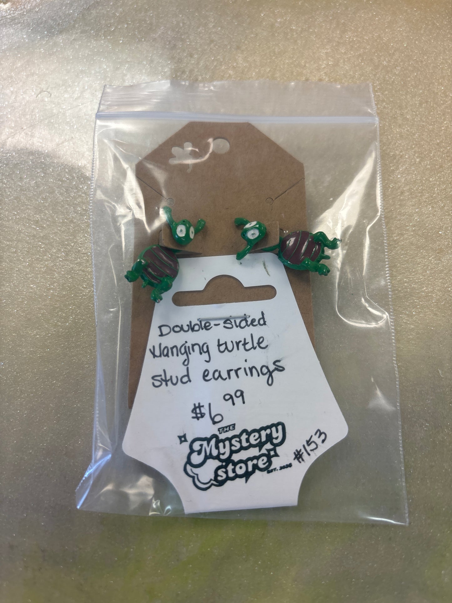 Double sided xlanging turtle stud earrings