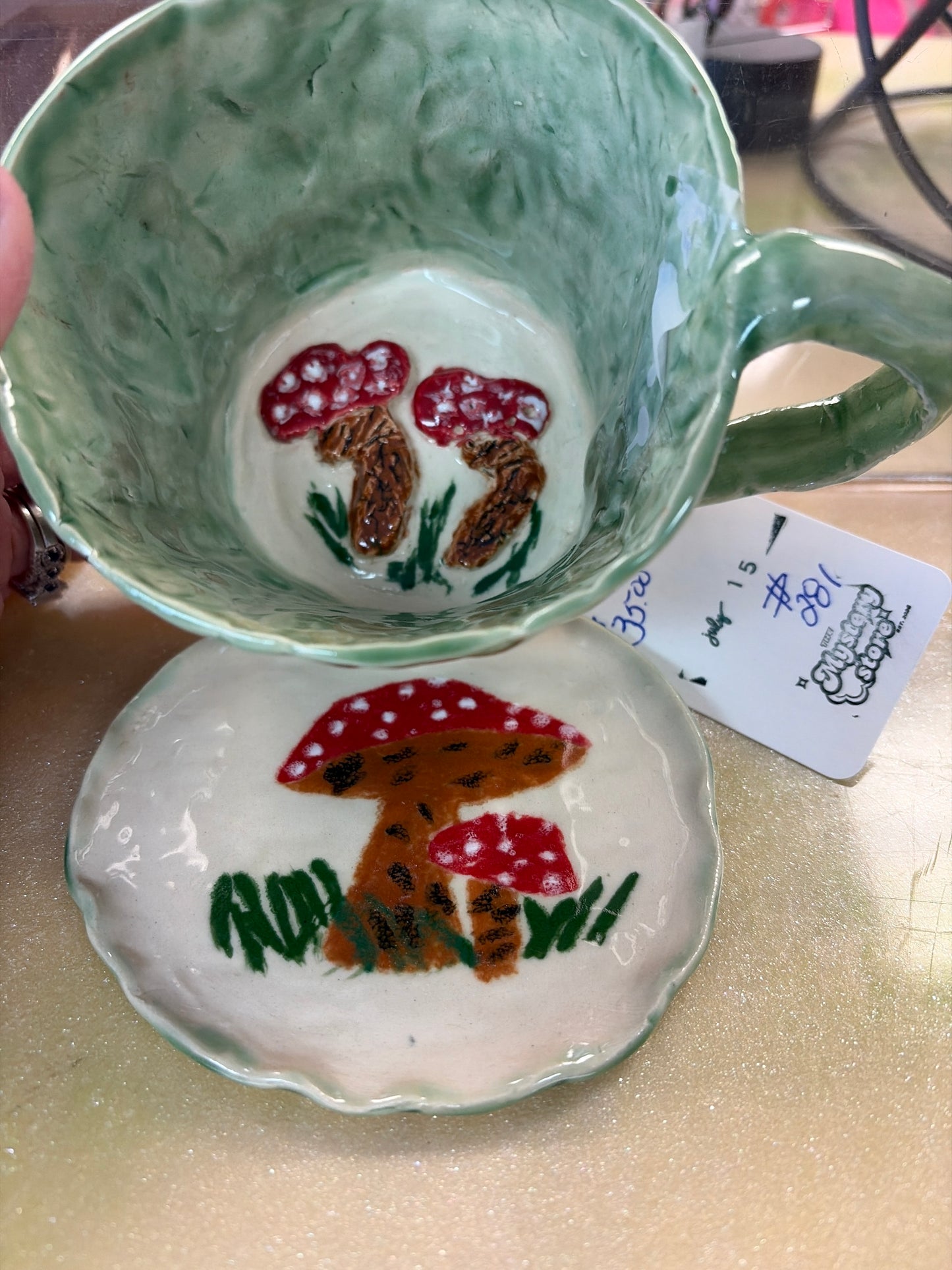Handmade pottery coffee/tea cup with saucer