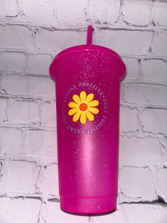 Stay positive flower cup