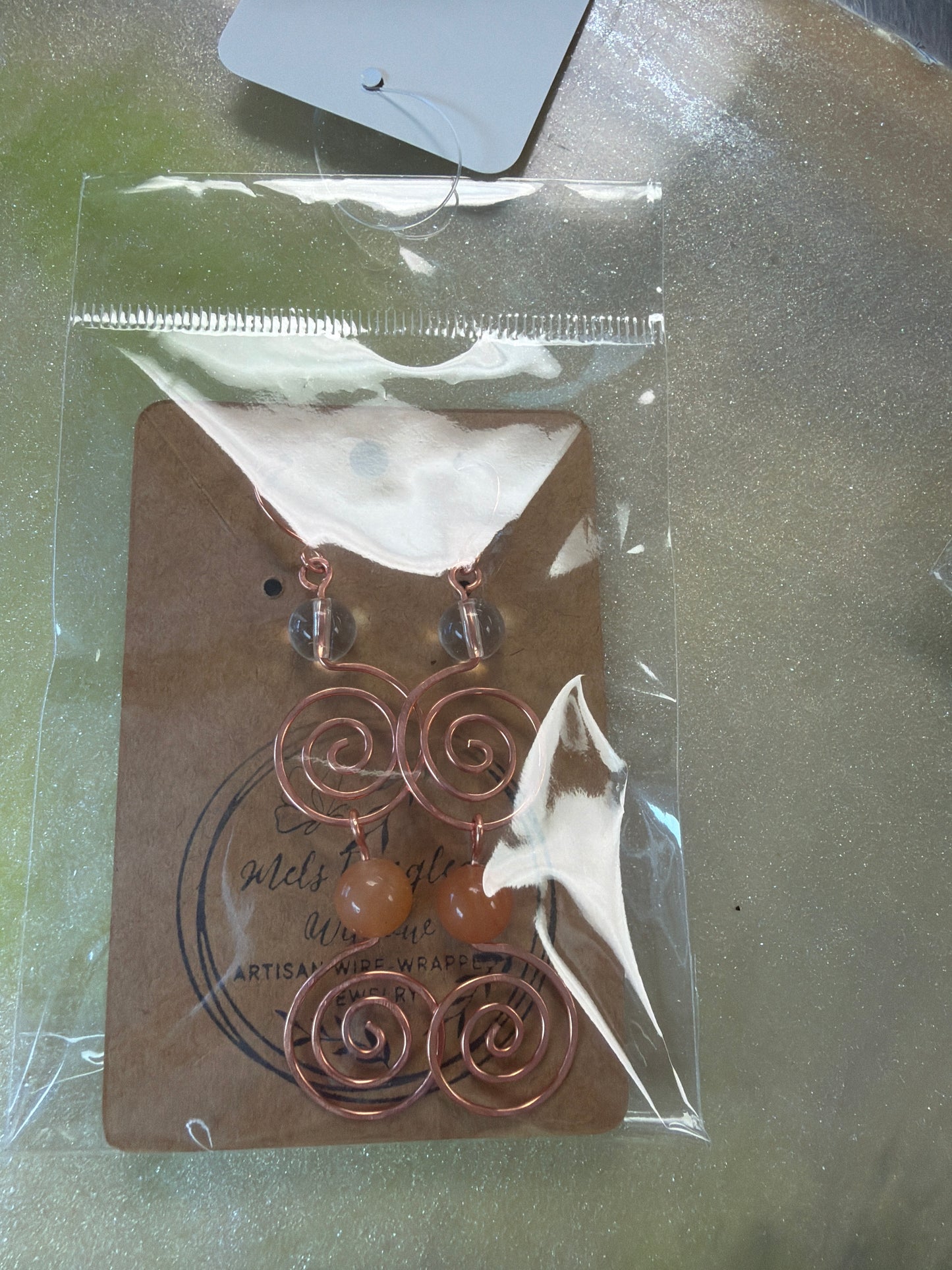 Copper wire wrapped earrings