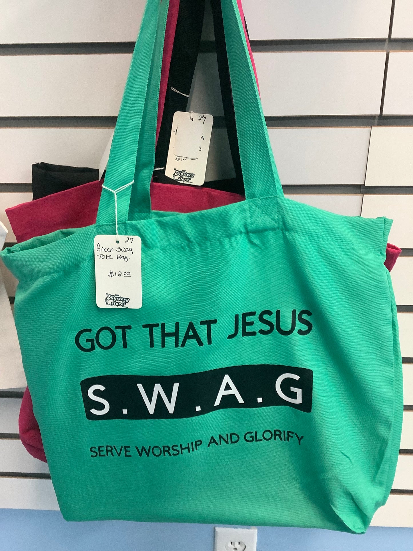Green swag tote bag