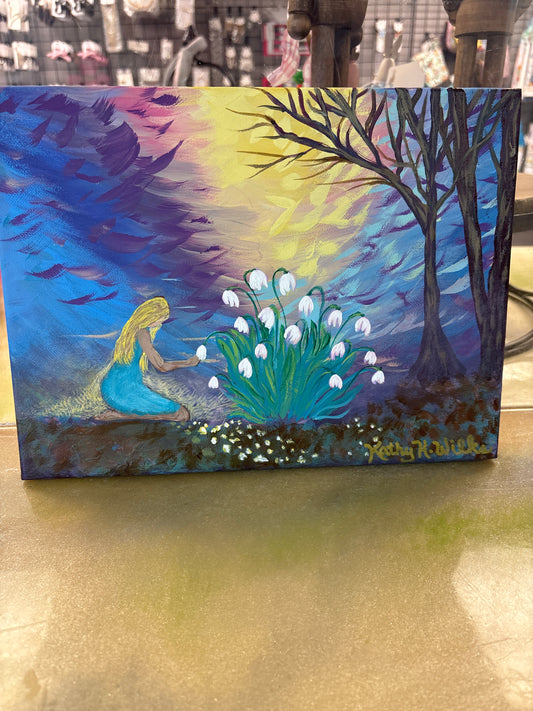 Lily of the valley canvas 9x12